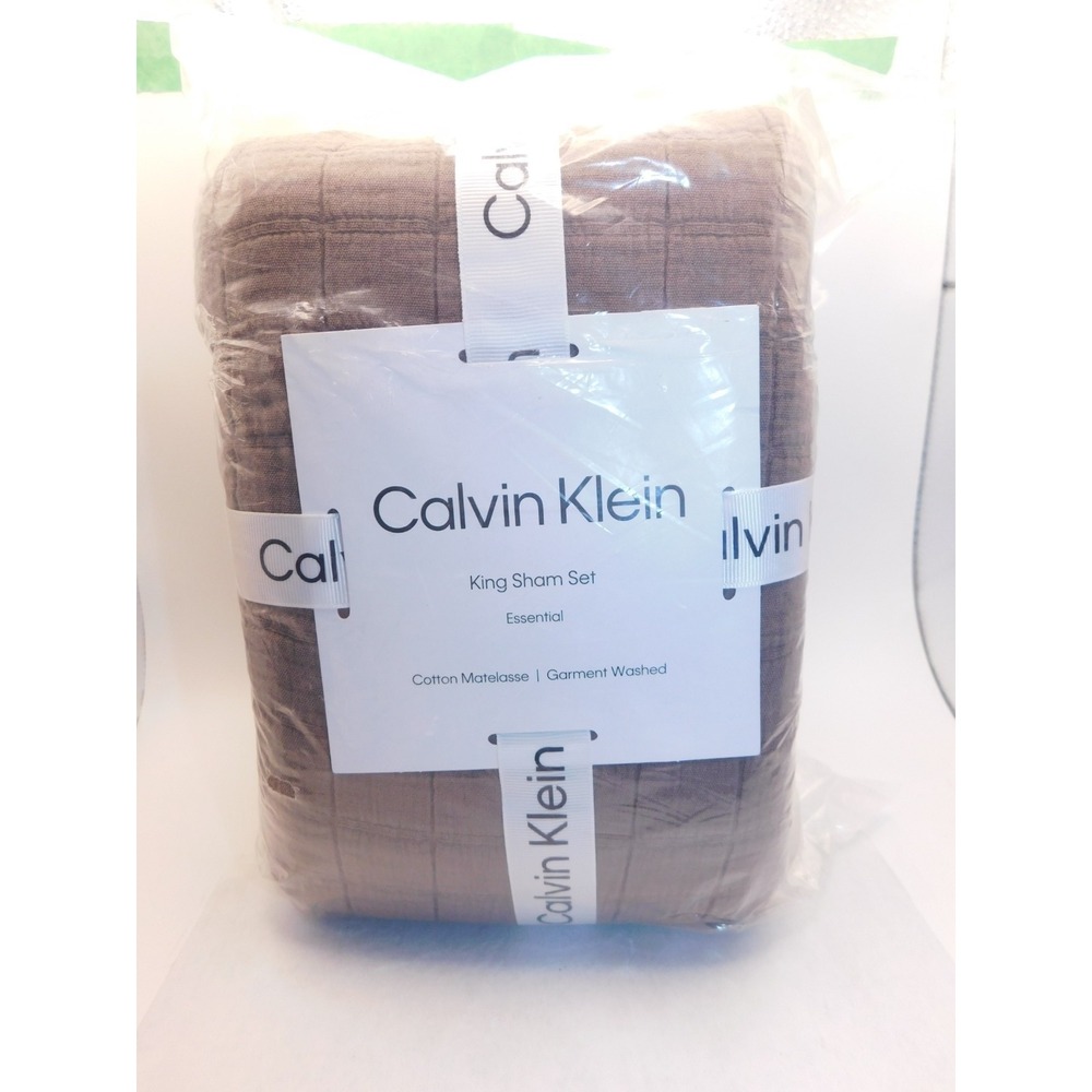 Calvin Klein 100% Cotton Jacquard King Sham Set Elk Brown